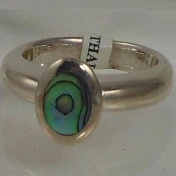 Handcrafted Vintage 925 Sterling Silver Band Ring Size 7 NOS Natural Shell 9.6g - Picture 1 of 6